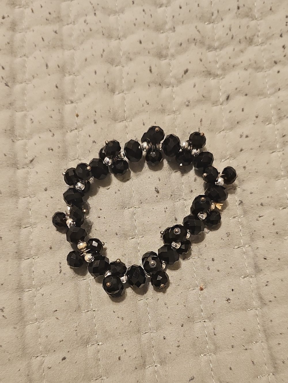 Black Faceted Bead Stretch Bracelet - Women Jewelry